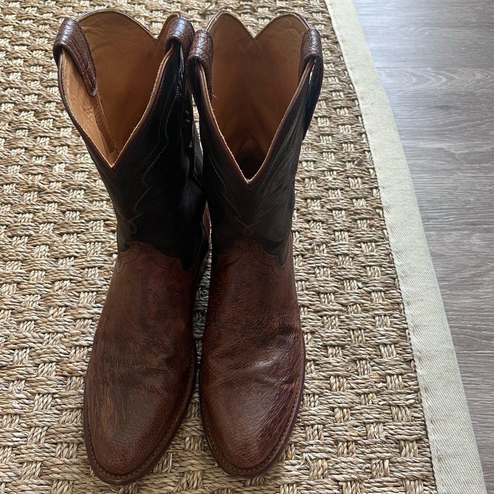 Tecovas Smooth Ostrich Cowboy Western Boots Leather Pointed Toe